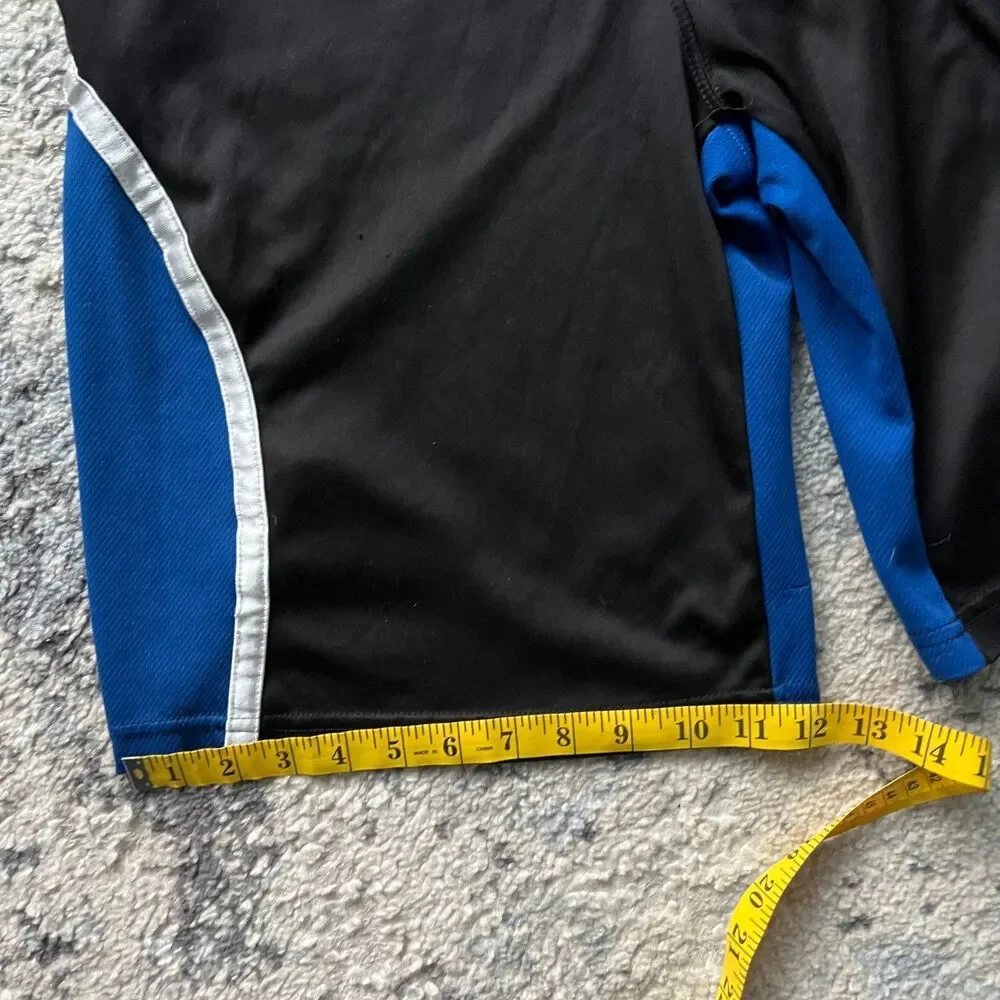 AND1 Basketball Shorts Mens Small Black Blue Athletic Mesh Gym Shorts READ Flaw